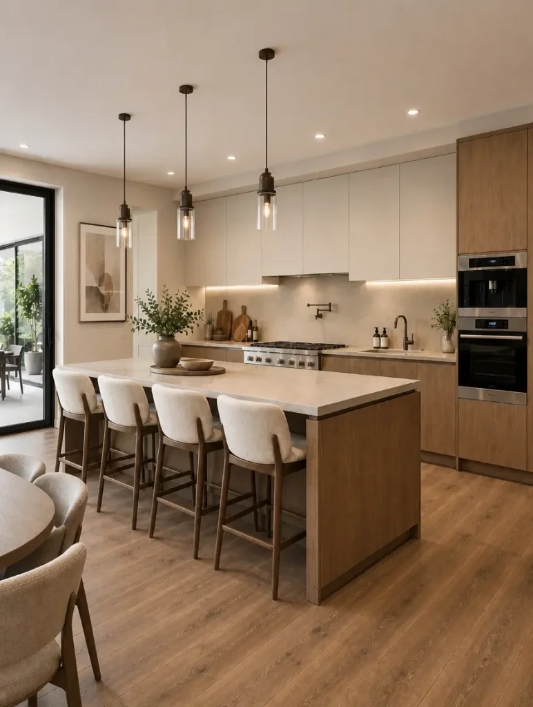 Elegant-Open-Concept-Kitchen-Design-🤍 (1) Kuchnia z wyspą Zielona Góra — układ z dodatkowym blatem